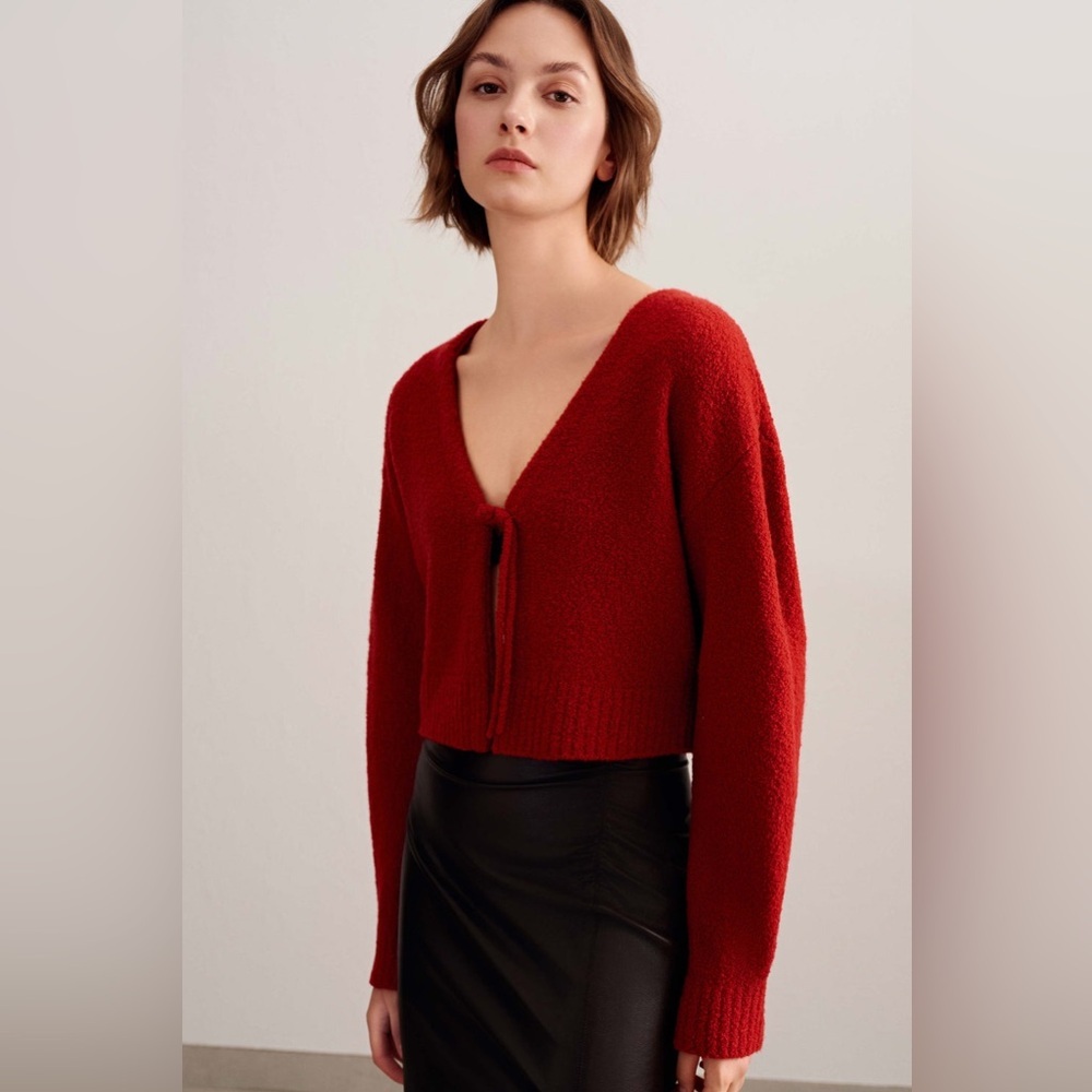 New! Neiwai Red Crimson Knot Cardigan ❤️ Small NWT! - Picture 6 of 10